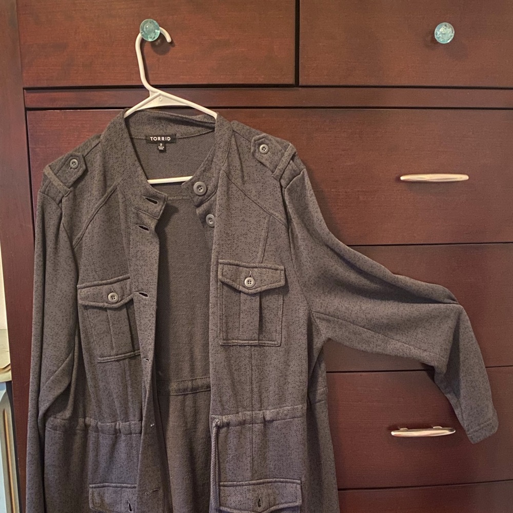 Torrid Grey Button Front Anorak Jacket - image 2